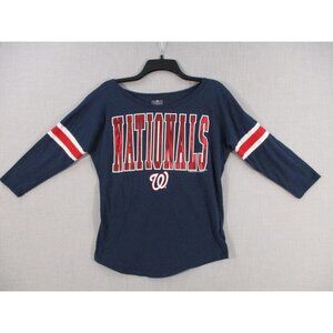 Washington Nationals Womens 3/4 Sleeve Top M By Campus Lifestyle 100% Cotton
